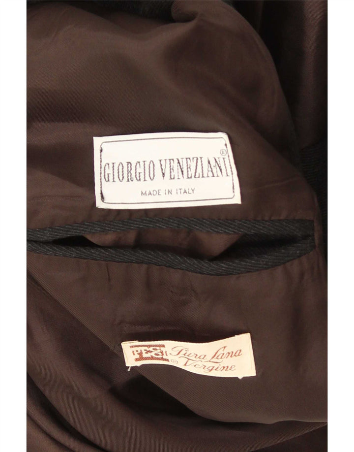 Vintage Herrenmantel UK 40 Große schwarze Schurwolle