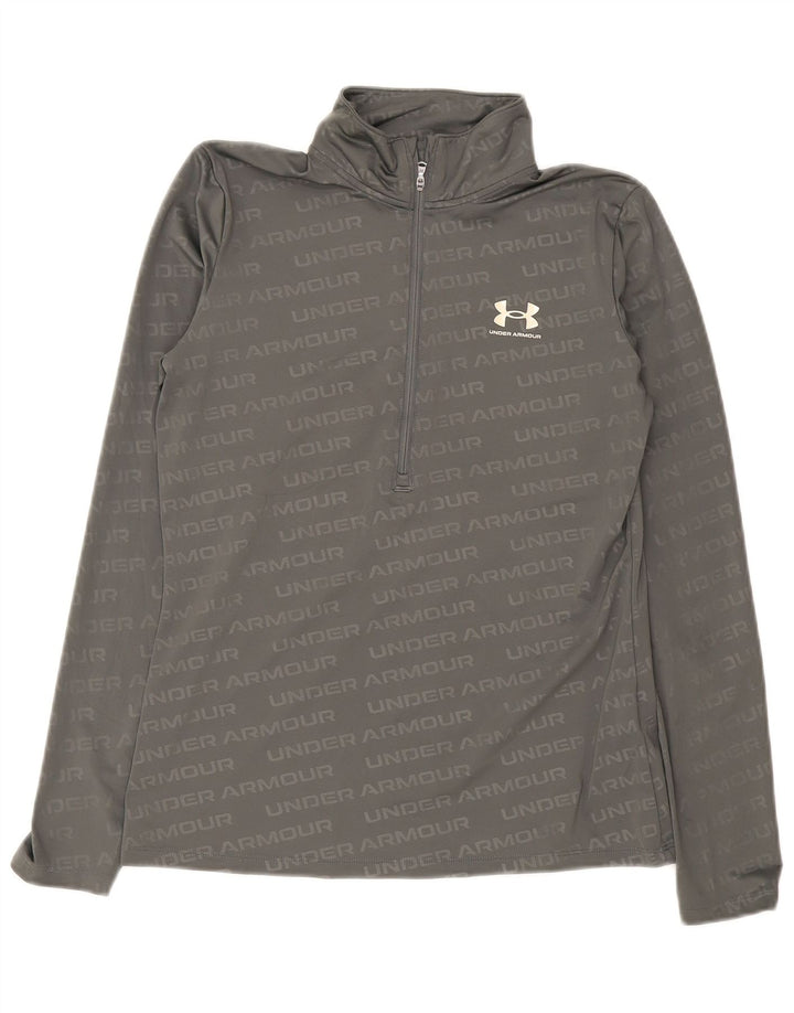 Under Armour Herren-Trainingsanzugoberteil mit grafischem Reißverschluss und Halsausschnitt, mittelgraues Polyester