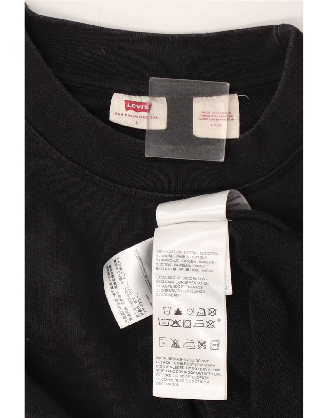 Levi's Herren-Sweatshirt-Pullover, groß, schwarze Baumwolle