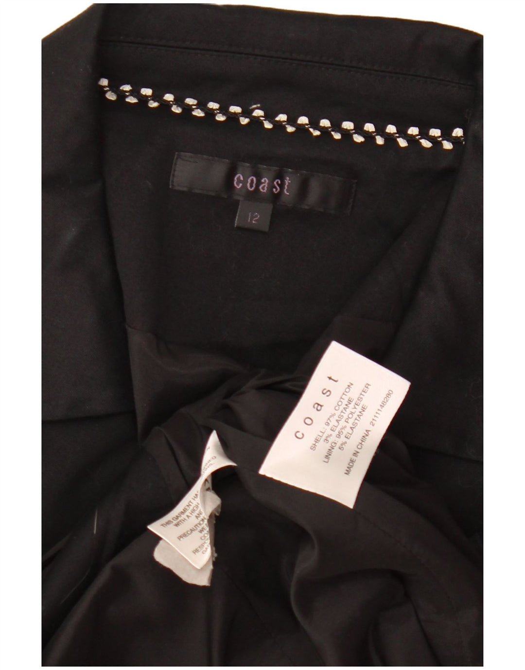 Coast Damen-Bolerojacke mit 3/4-Ärmeln, UK-Größe 12, mittelschwarz, Baumwolle