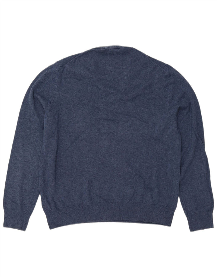 MARKS & SPENCER Herren-Pullover mit V-Ausschnitt, groß, marineblaue Baumwolle