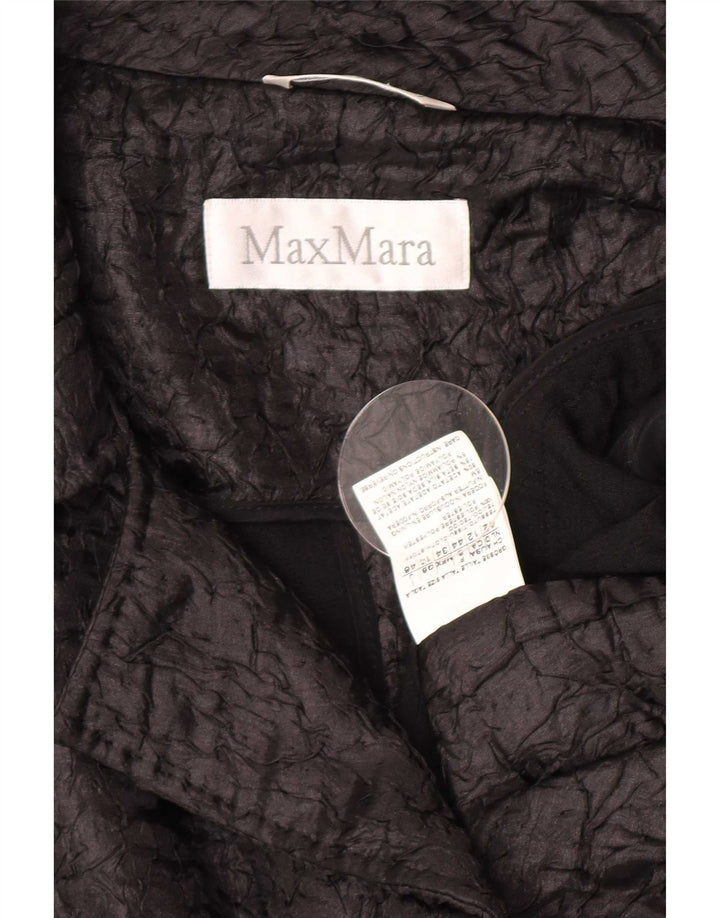 Max Mara Damen Crop Open Blazer Jacke UK 12 Medium Schwarz Polyester