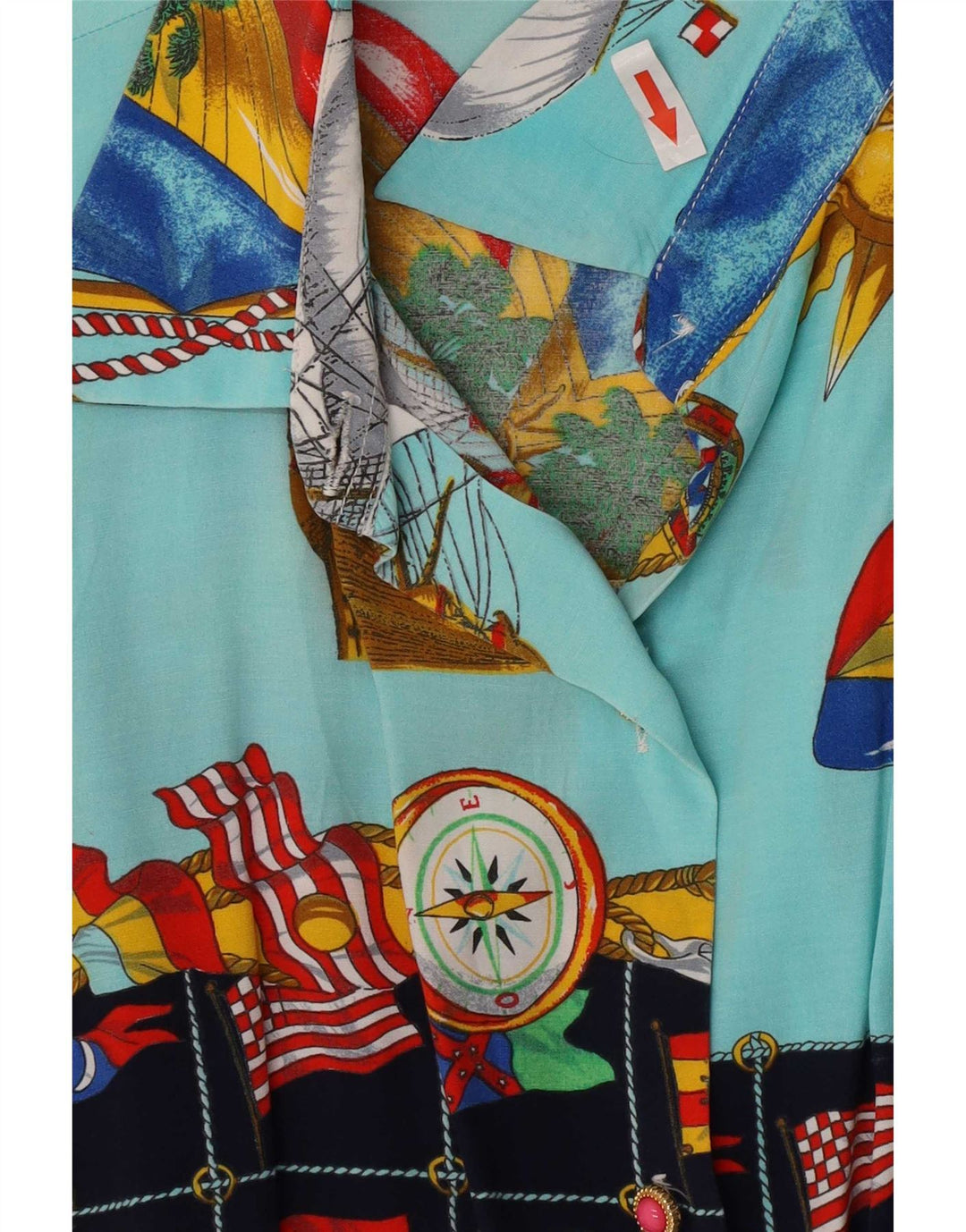 Vintage Damen Hemd mit abstraktem Muster UK 14 Medium Mehrfarbig Geometrisch
