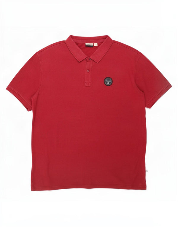 Napapijri Herren Geographic Poloshirt 3XL Rot Baumwolle