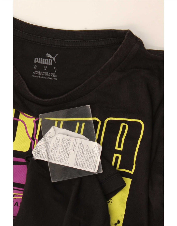 Puma Herren Grafik T-Shirt Top Small Schwarz Baumwolle