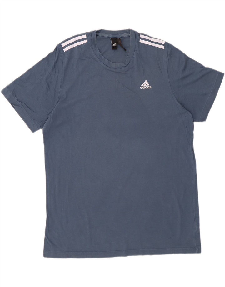 ADIDAS Mens T-Shirt Top Large Navy Blue Cotton