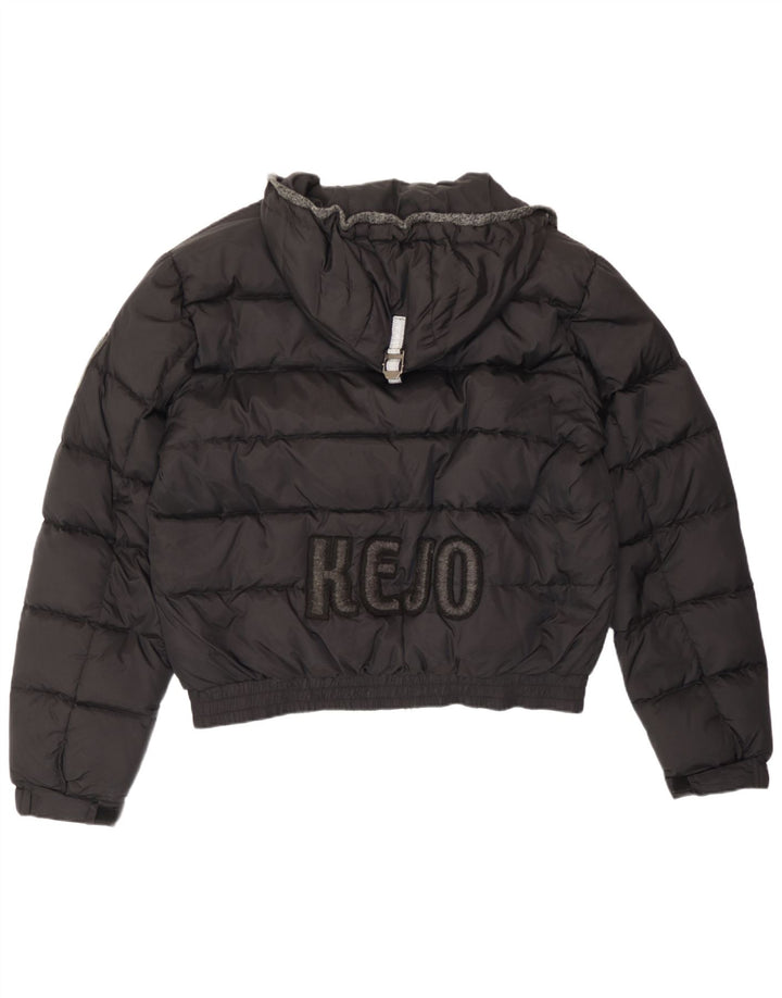 Kejo wattierte Herrenjacke mit grafischer Kapuze, UK 40, Größe L, Schwarz, Polyamid