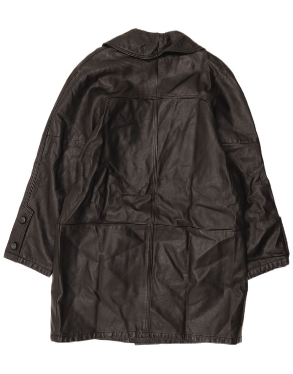 Vintage Damen Ledermantel UK 16 Large Schwarz