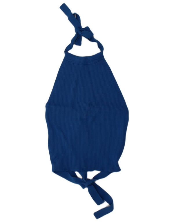 Zara Damen Crop Neckholder Top Small Blau