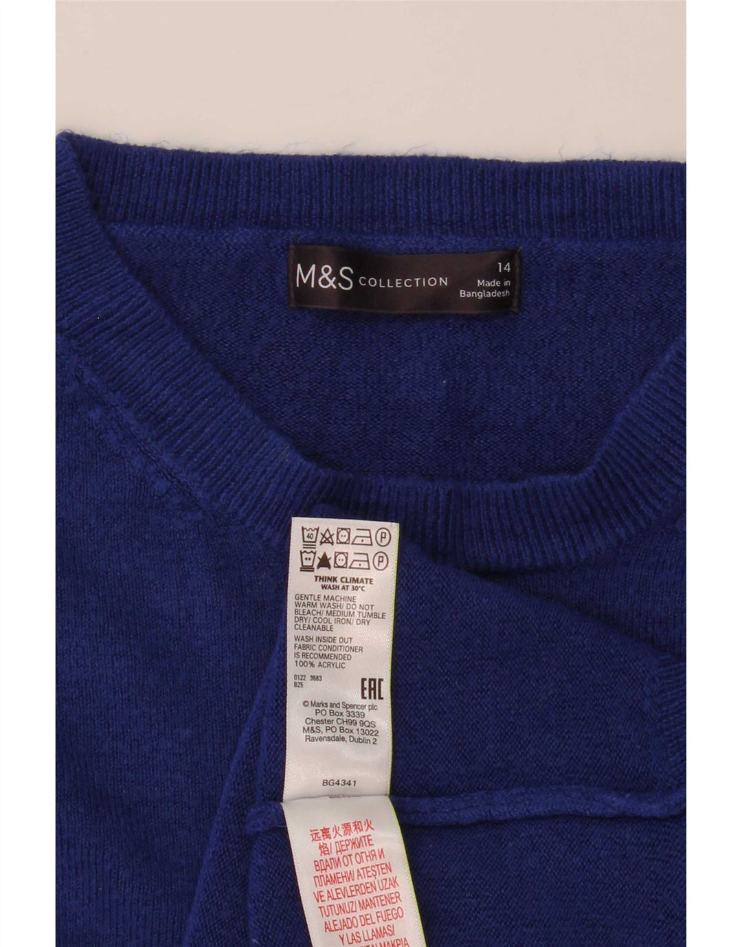 Marks & Spencer Damen-Pullover mit Rundhalsausschnitt, UK 14, Mittelblau, Acryl