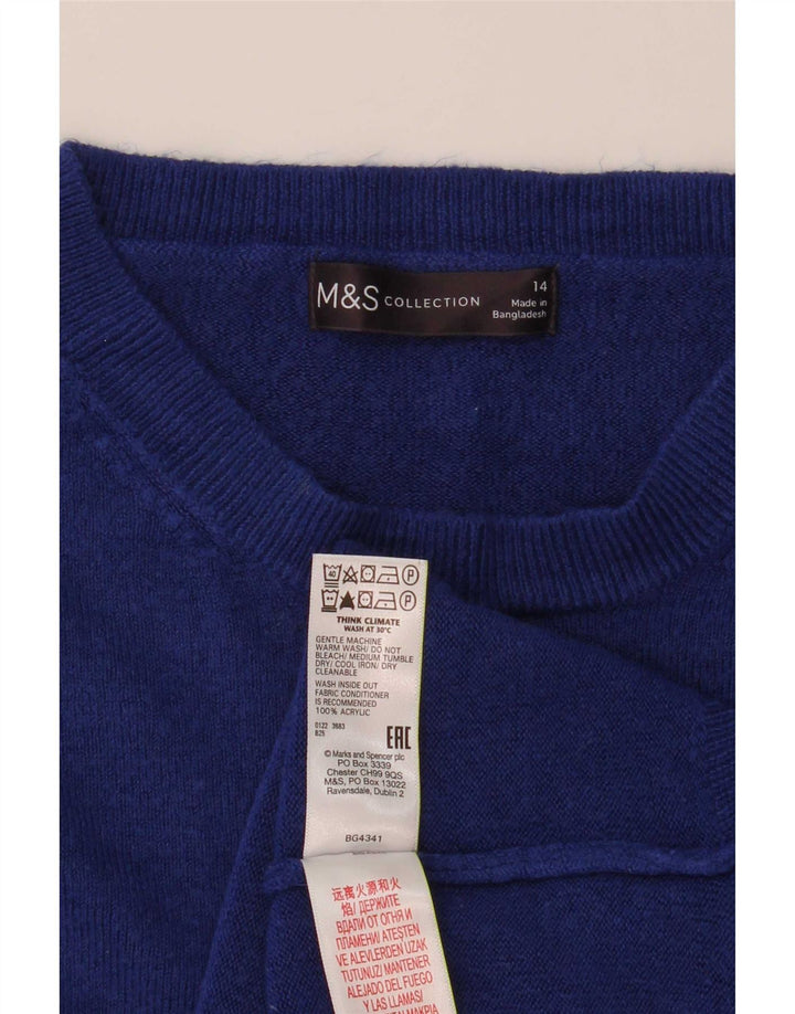 Marks & Spencer Damen-Pullover mit Rundhalsausschnitt, UK 14, Mittelblau, Acryl