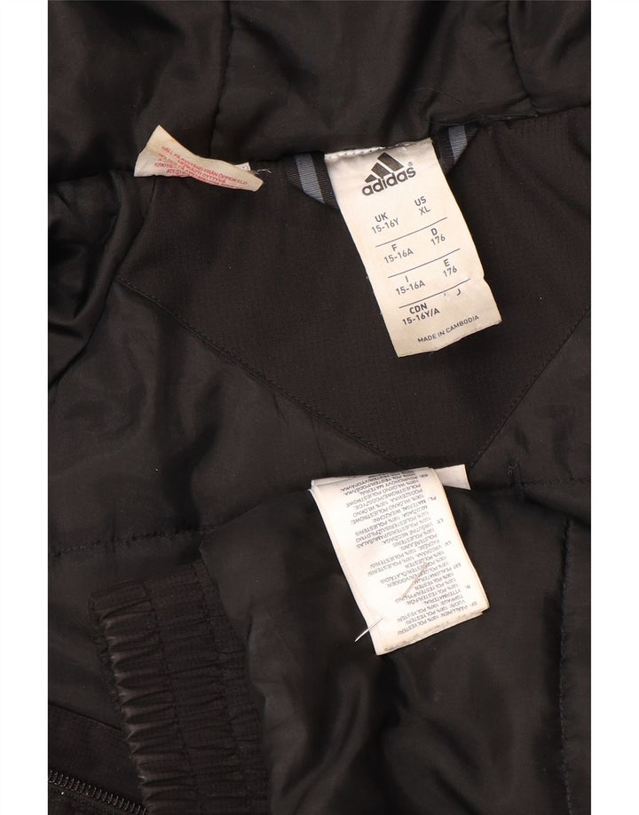 Adidas Jungen-Windbreakerjacke mit Kapuze, 15–16 Jahre, schwarzes Polyester