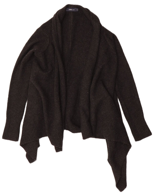 Asymmetrischer, offener Strickjackenpullover für Damen von Zara, Gr. 10, Small, Grau, Acryl