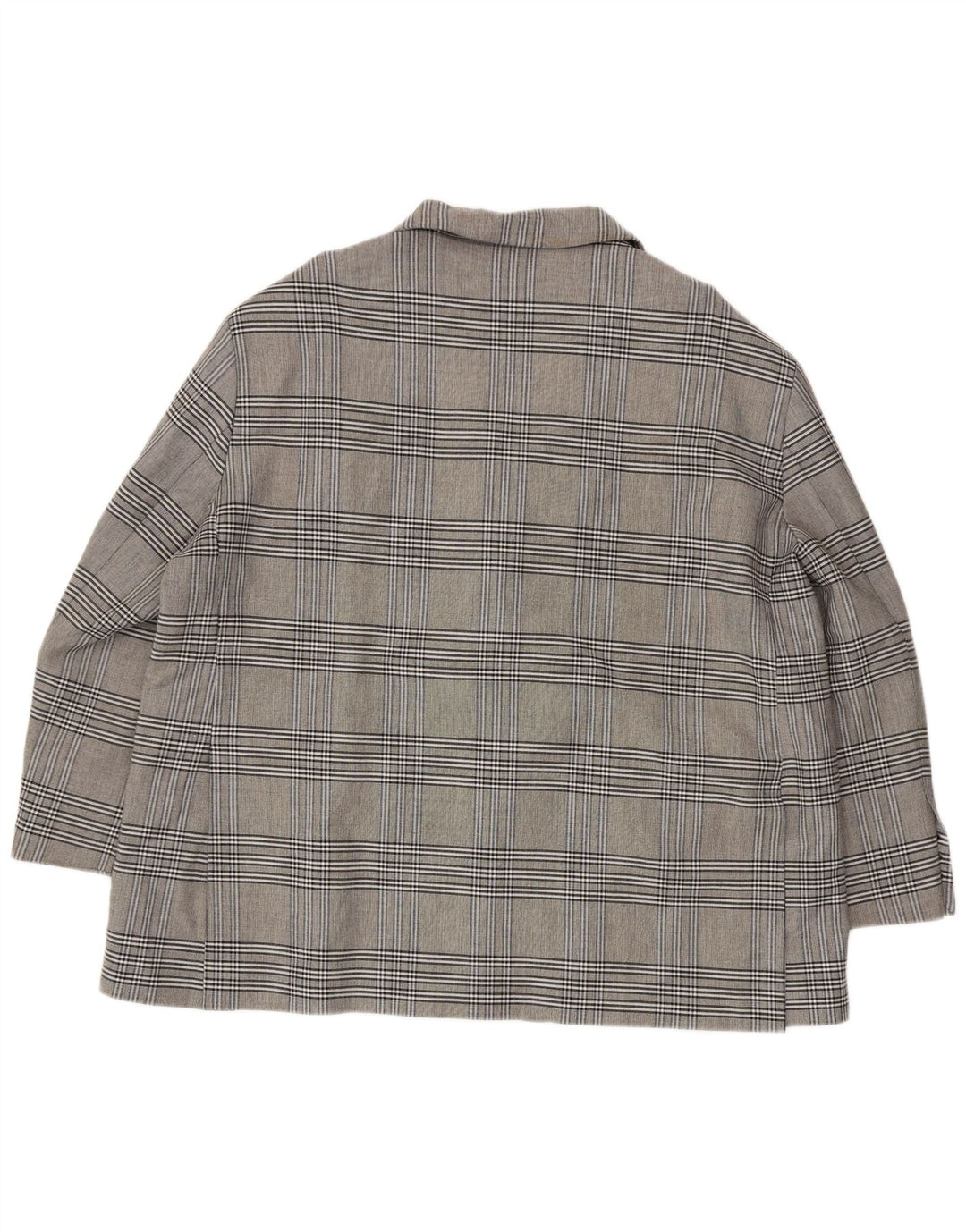 ZARA Damen 2-Knopf-Oversize-Blazerjacke UK 18 XL Grau karierte Viskose