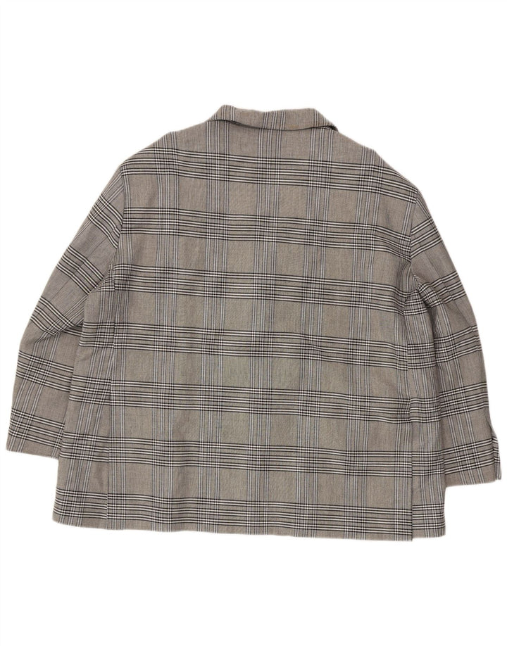 ZARA Damen 2-Knopf-Oversize-Blazerjacke UK 18 XL Grau karierte Viskose
