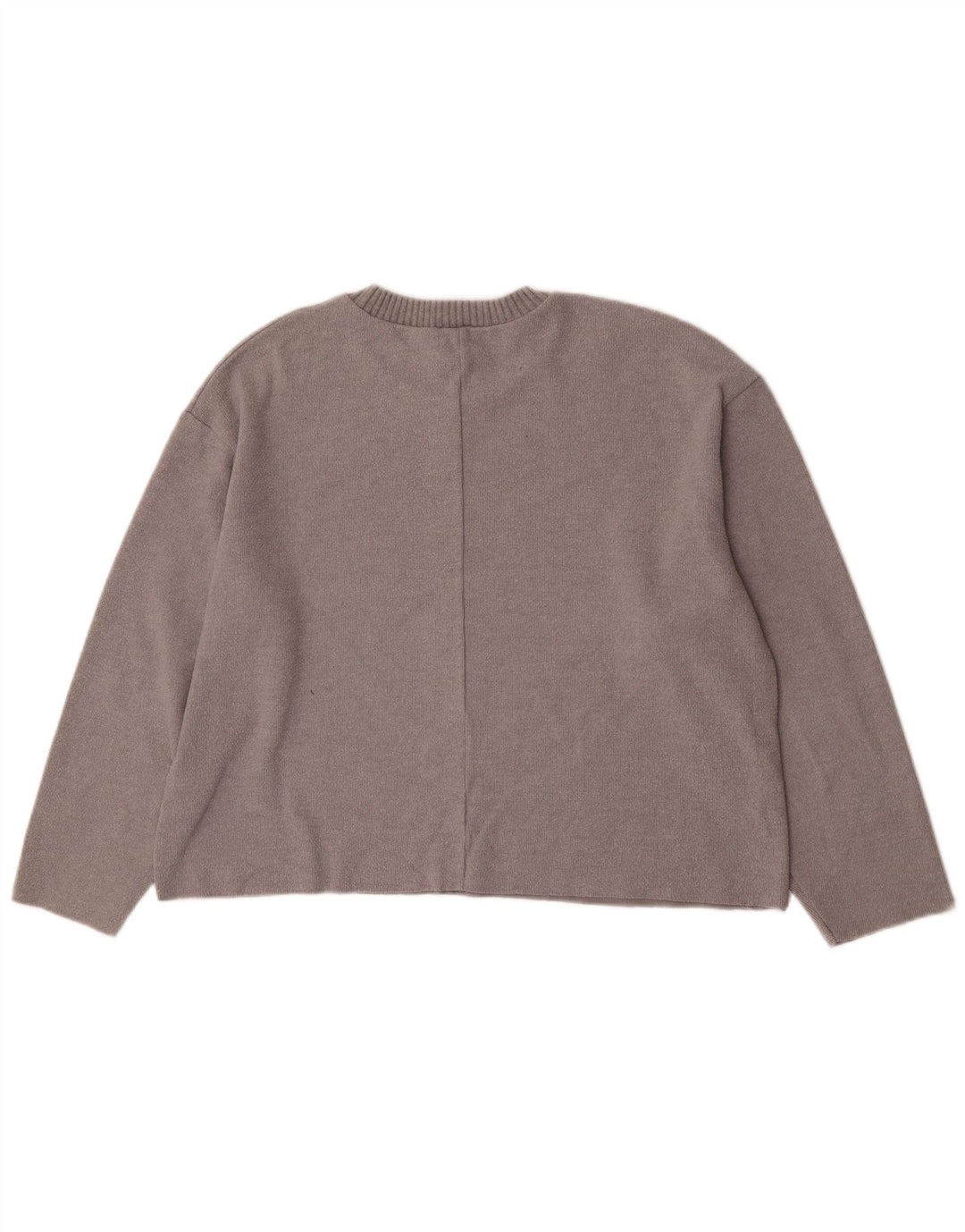 Zara Damen-Pullover, übergroß, Rundhalsausschnitt, Größe 44, Grau