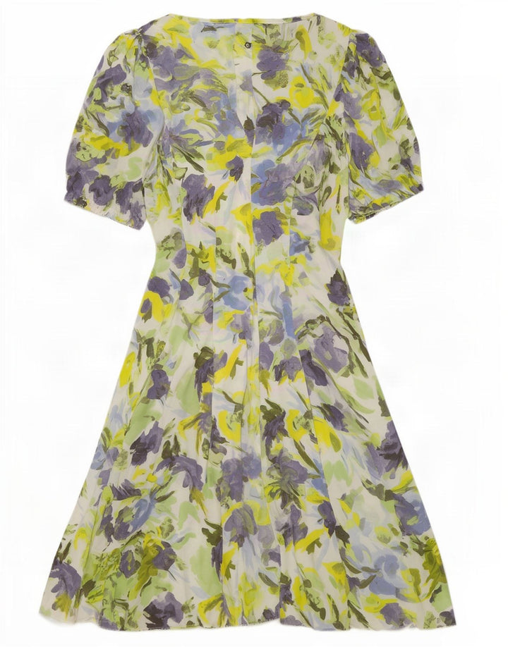 Gianfranco Ferre Damen A-Linien-Kleid IT 40 Kleines mehrfarbiges Blumenmuster