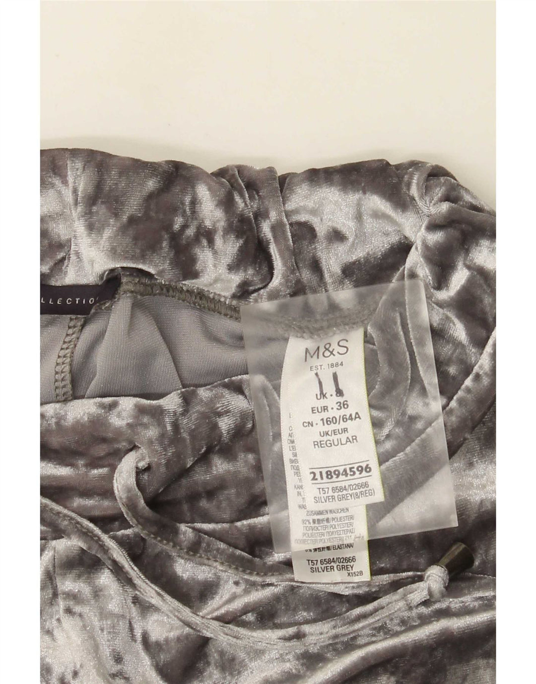 Marks & Spencer Damen Velours-Trainingshose, Jogginghose, Gr. 8, klein, Grau