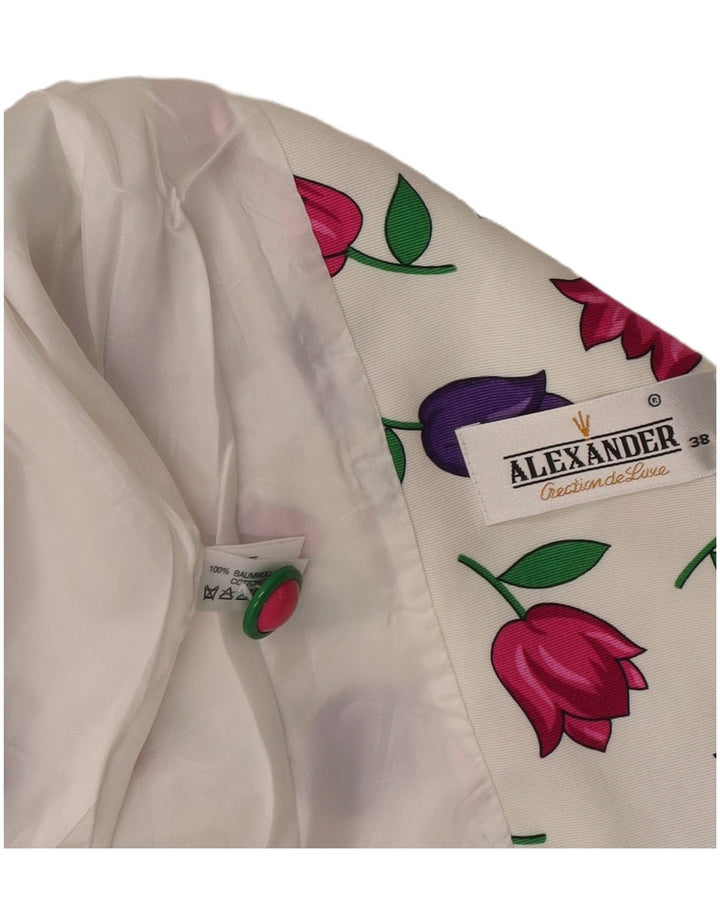 Alexander Damen Kurzarm-Hemdbluse, EU 38, mittelweiß, geblümt, Baumwolle