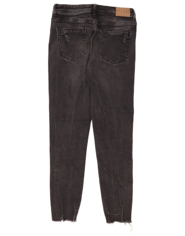 Zara Damen Distressed Skinny Jeans EU 38 Small W28 L28 Schwarz