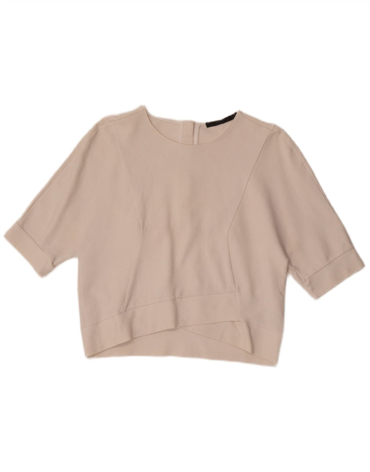 Zara Damen Blusentop UK 14 Mittelweiße Baumwolle