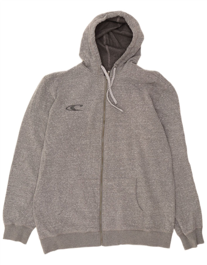 O'Neill Herren-Kapuzenpullover mit grafischem Reißverschluss, 2XL, grau geflecktes Polyester