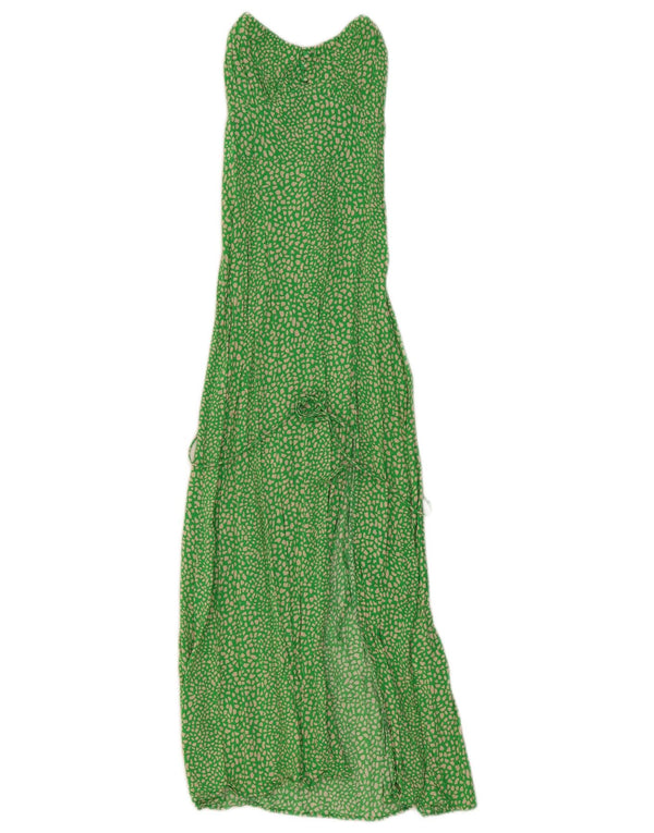 Zara Womens Maxi Dress UK 4 XS Green Animal Print