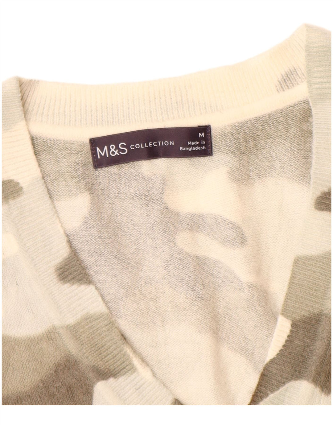 Marks & Spencer Damen-Pullover mit V-Ausschnitt, UK 14, Mittelbeige-Tarnung