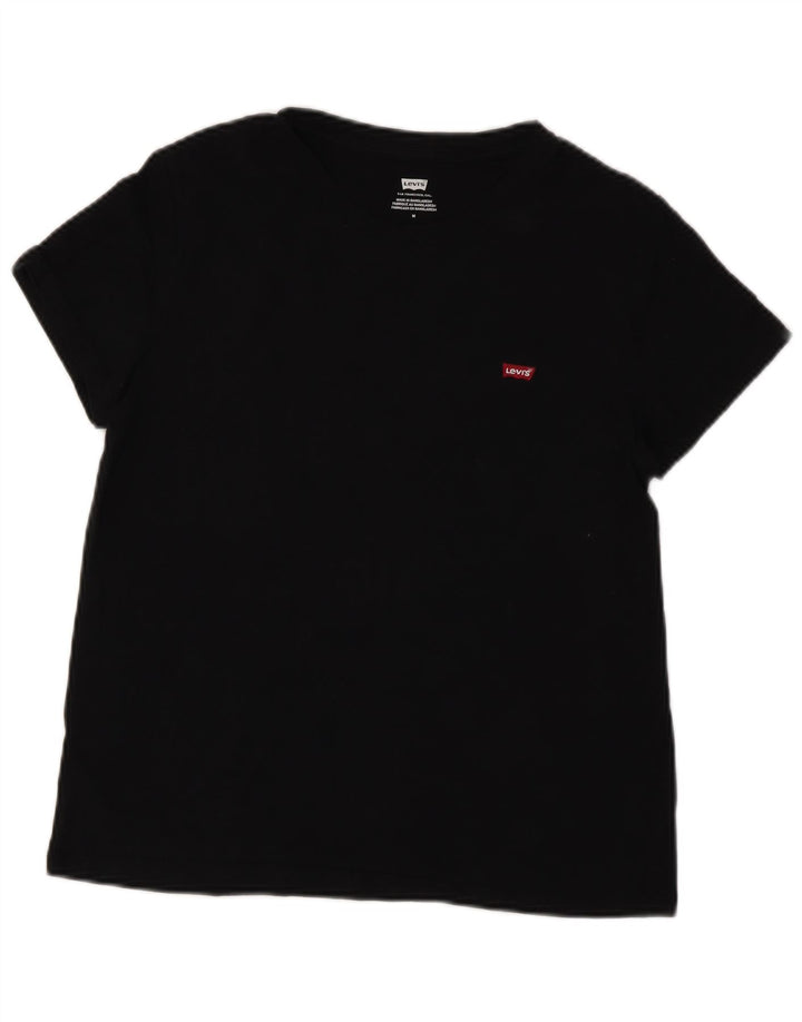 LEVI'S Damen T-Shirt Top UK 12 Mittelschwarze Baumwolle