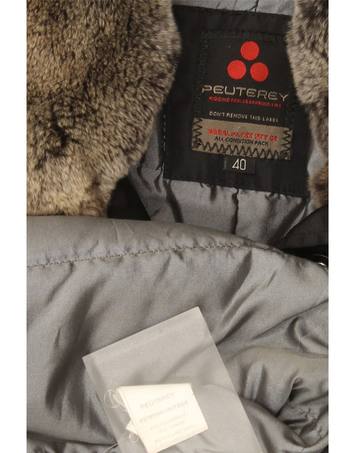 PEUTEREY Damen Parka Jacke EU 40 Medium Schwarz Polyamid