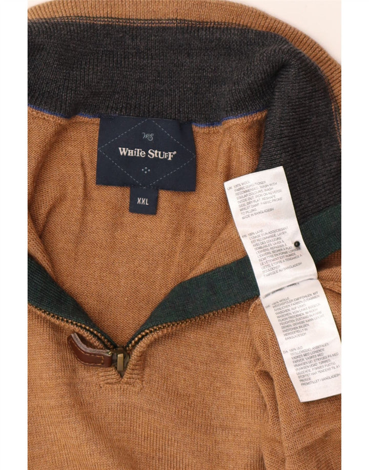 White Stuff Herren-Pullover mit Reißverschluss am Hals, 2XL, braune Wolle