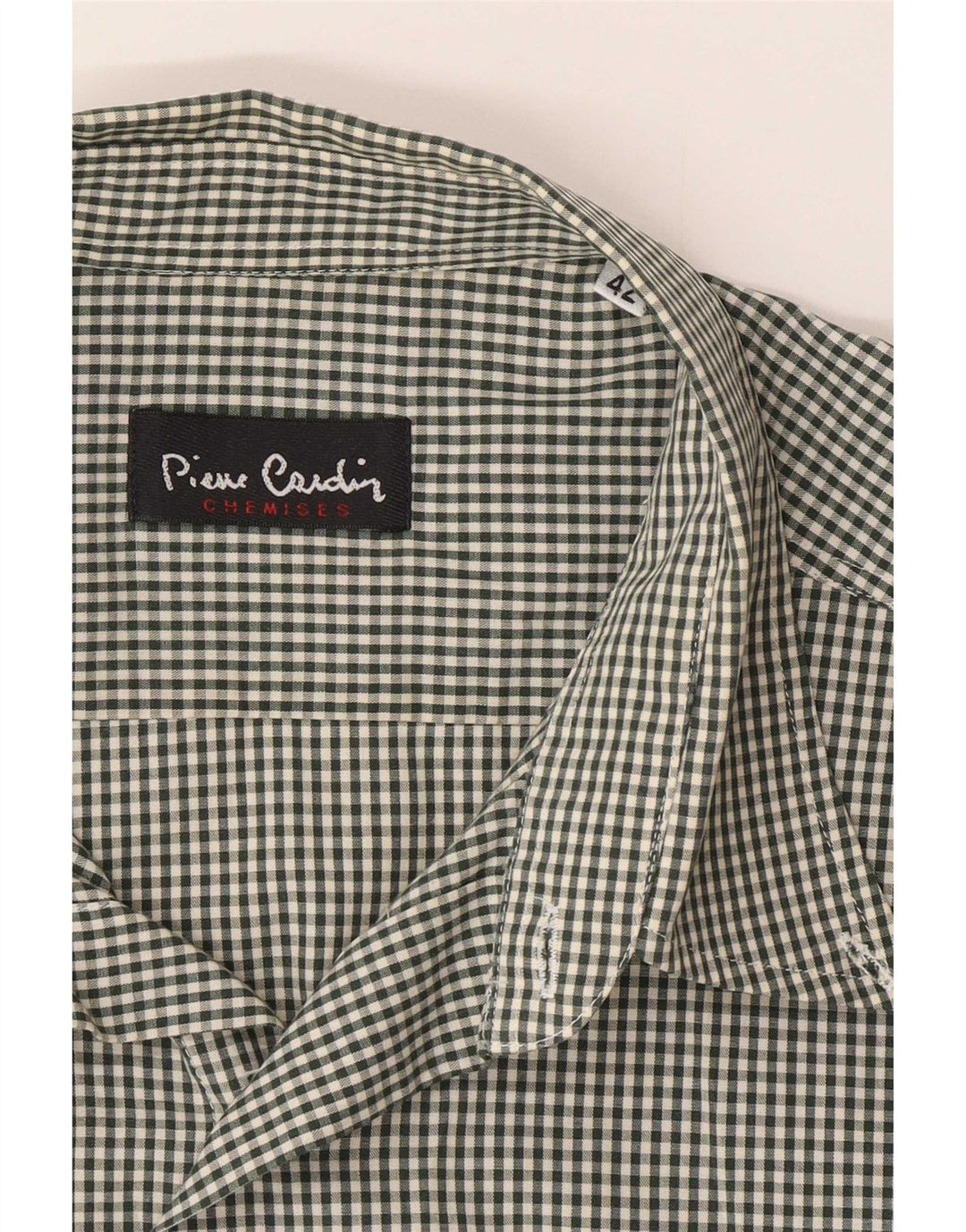 Pierre Cardin Herren-Kurzarmhemd, Größe 42, großes grünes Gingham