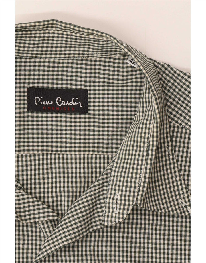 Pierre Cardin Herren-Kurzarmhemd, Größe 42, großes grünes Gingham