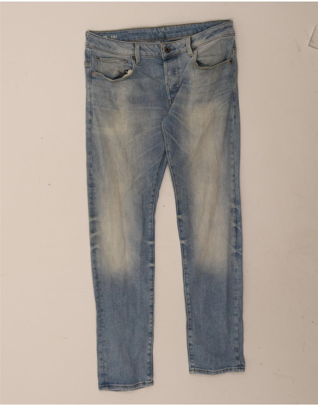 G-Star Herren 3301 Slim Jeans W33 L32 Blaue Baumwolle