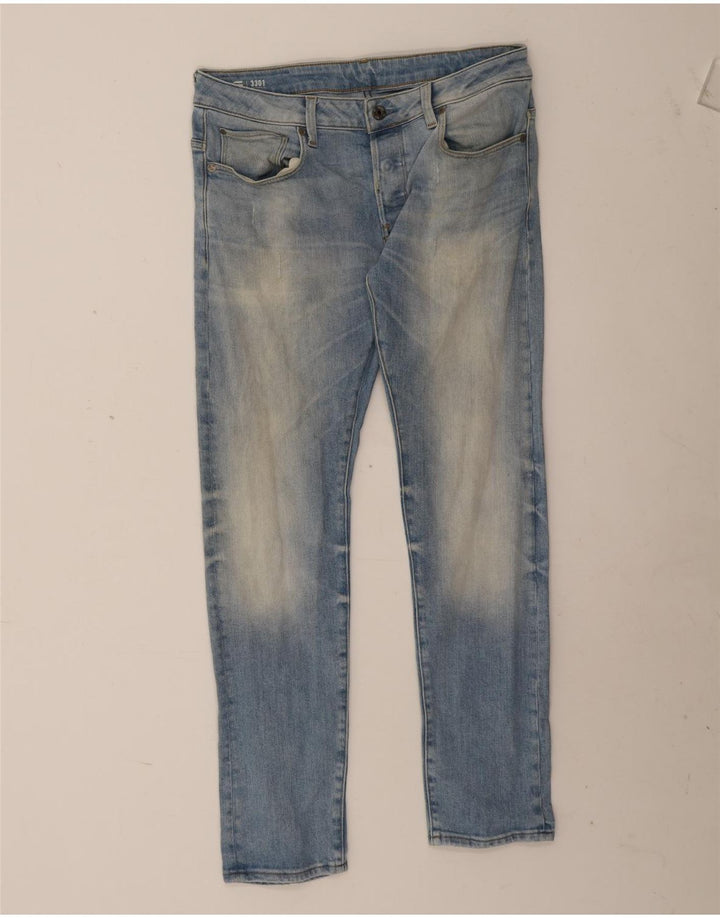 G-Star Herren 3301 Slim Jeans W33 L32 Blaue Baumwolle