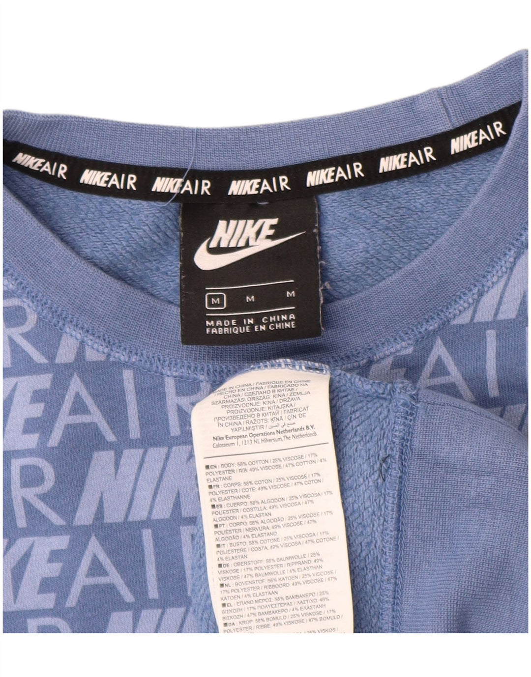 NIKE Damen-Sweatshirt mit Grafik-Übergröße, Größe UK 14, mittelblaue Baumwolle