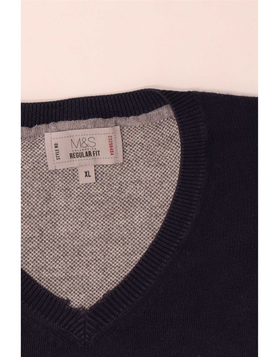 Marks & Spencer Herren-Pullover, reguläre Passform, V-Ausschnitt, XL, marineblau, Baumwolle
