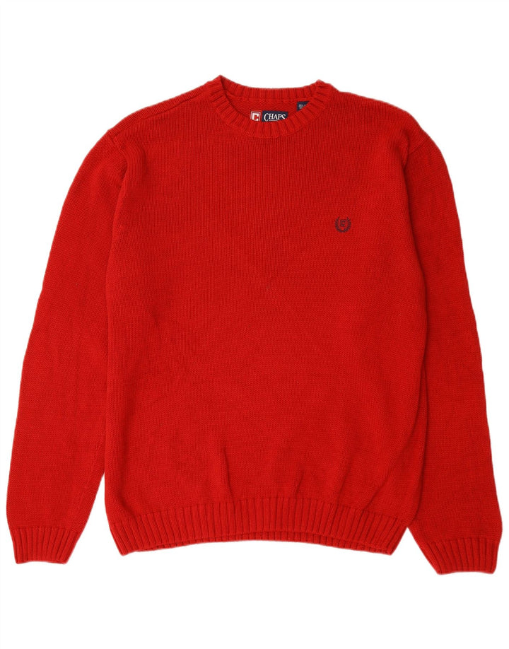Chaps Herren-Pullover mit Rundhalsausschnitt, Größe L, aus roter Baumwolle