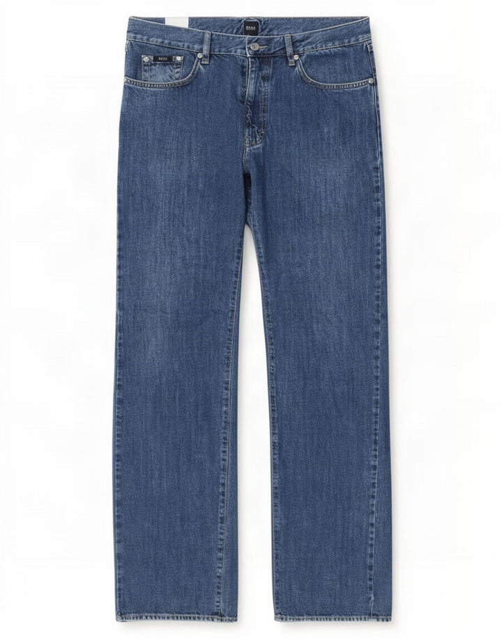 Hugo Boss Herren Straight Jeans W36 L34 Blaue Baumwolle