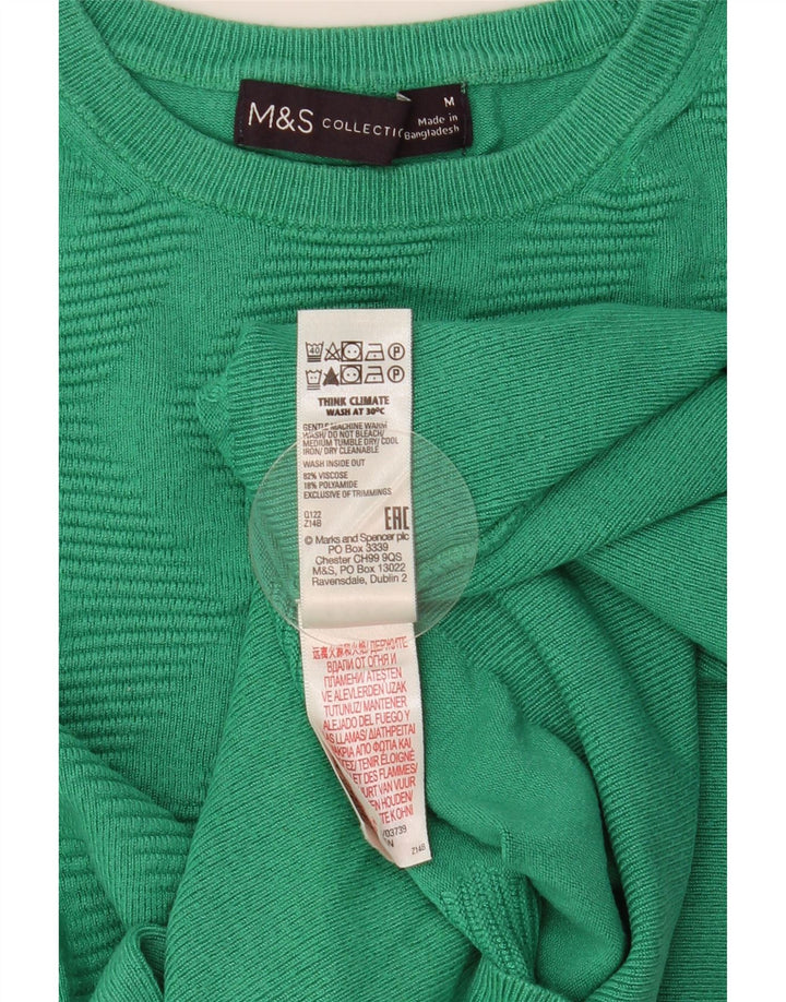 Marks & Spencer Damen Crop Crew Neck Pullover Pullover UK 14 Mittelgrün