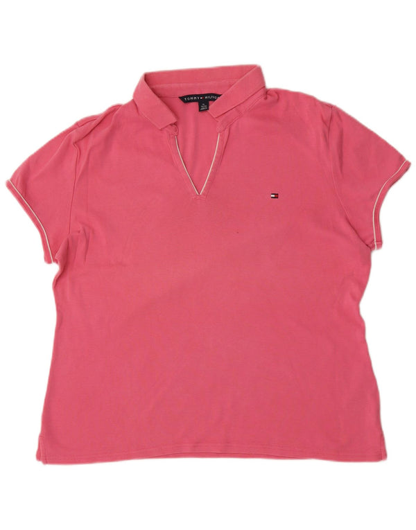 Tommy Hilfiger Damen Poloshirt UK 18 XL rosa Baumwolle