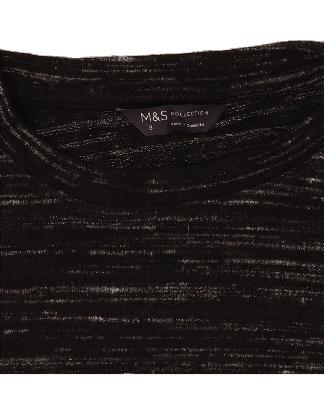 MARKS & SPENCER Womens Top Long Sleeve UK 18 XL Black Flecked Polyester Vintage Marks & Spencer and Second-Hand Marks & Spencer from Messina Hembry 