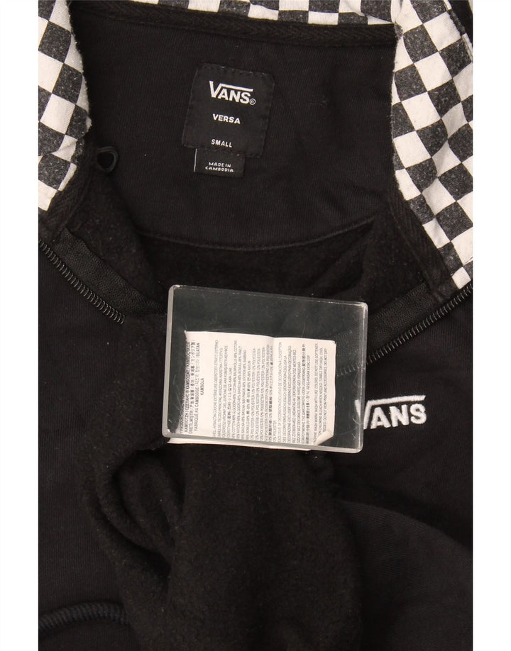 Vans Herren-Sweatshirt mit Reißverschluss am Hals, klein, aus schwarzer, geometrischer Baumwolle