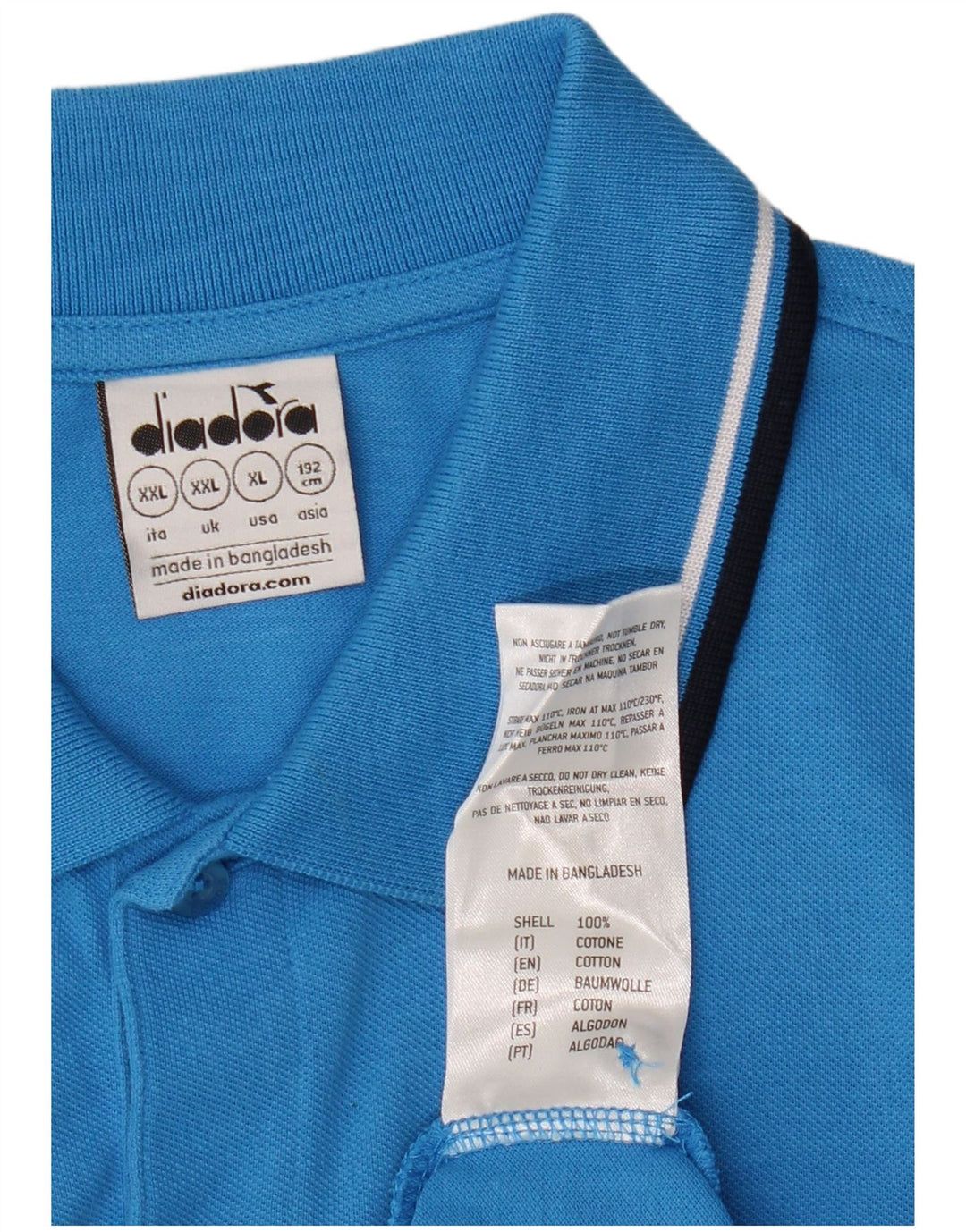 DIADORA Herren Poloshirt 2XL Blau Baumwolle