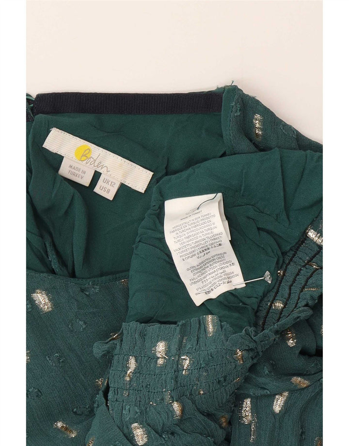 Boden Damen Crop Bluse Top UK 12 Mittelgrün meliert Viskose