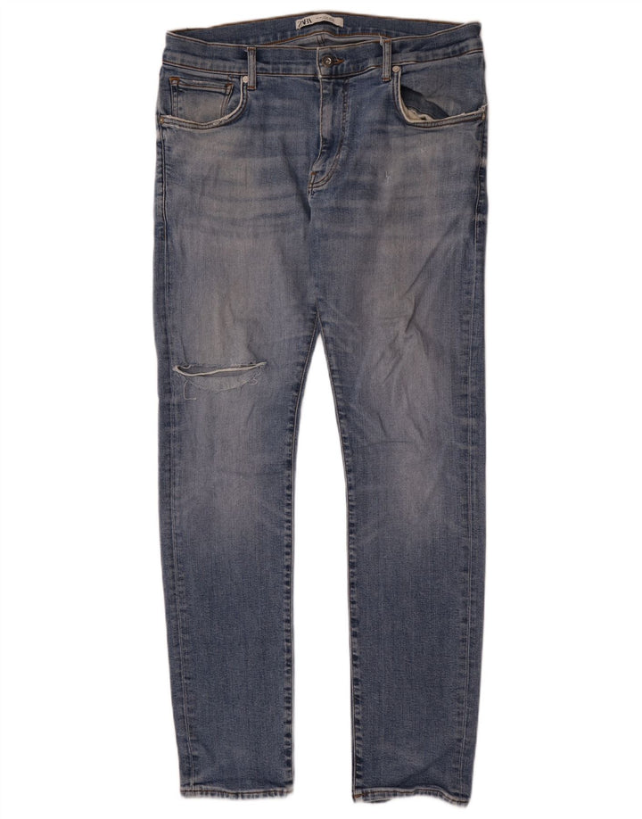 Zara Herren Distressed Slim Jeans EU 46 XL W36 L33 Blau