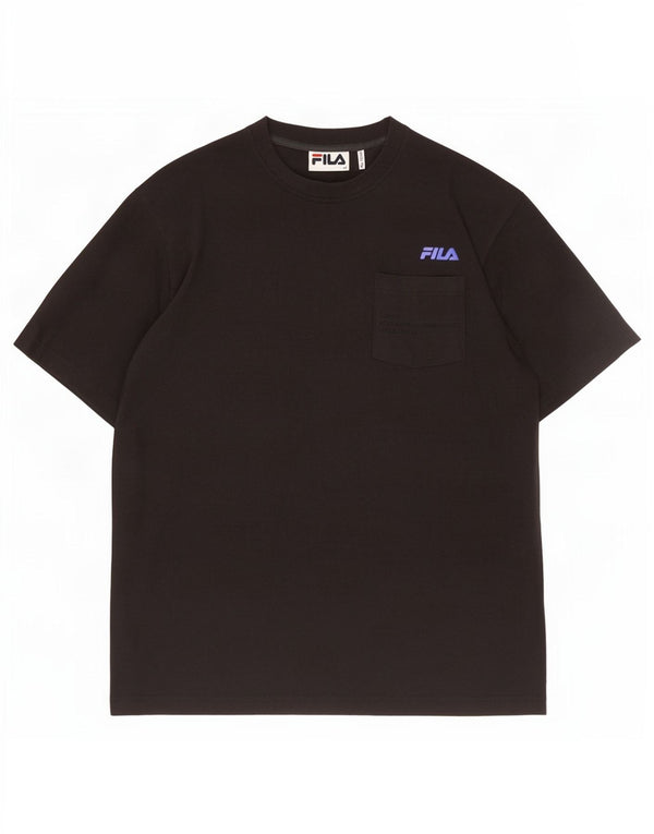 Fila Mens T-Shirt Top Medium Black Cotton