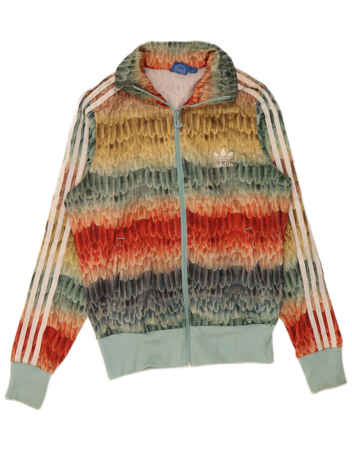 Adidas Damen Trainingsanzug Top Jacke UK 10 Small Mehrfarbig Geometrisch