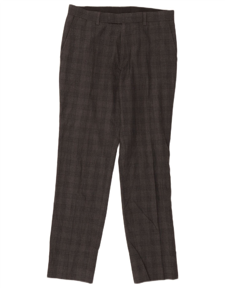 Marks & Spencer Slim-Anzughose für Herren, W30, L31, grau kariertes Polyester