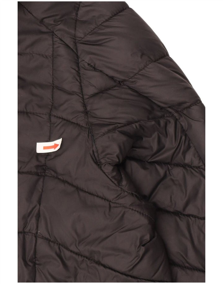 Fat Face wattierte Damenjacke mit Kapuze, UK 16, Größe L, schwarzes Nylon